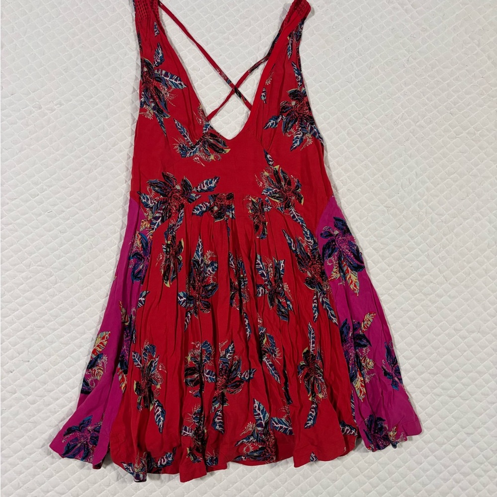Free People Red Dress with Purple Accents